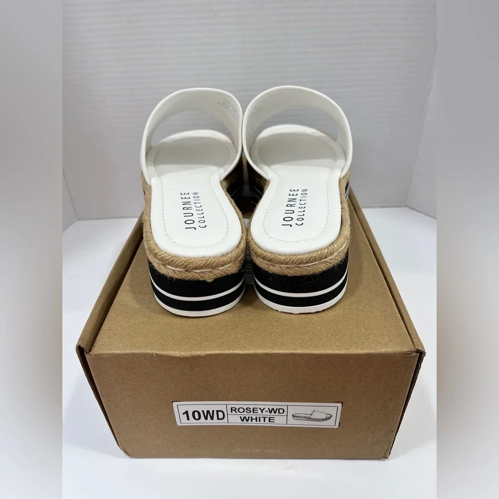 Journee Collection Womens‎ Rosey Slide Sandals. Size 10WD. Color: White