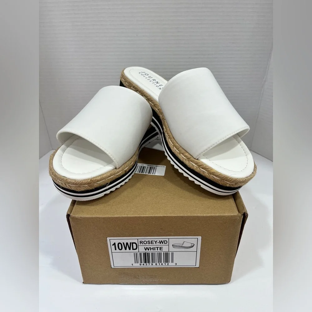 Journee Collection Womens‎ Rosey Slide Sandals. Size 10WD. Color: White