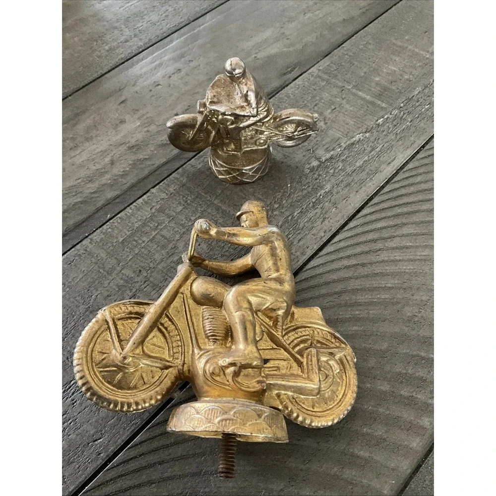 1960's Motorcyle Gold Tone Trophy Toppers
