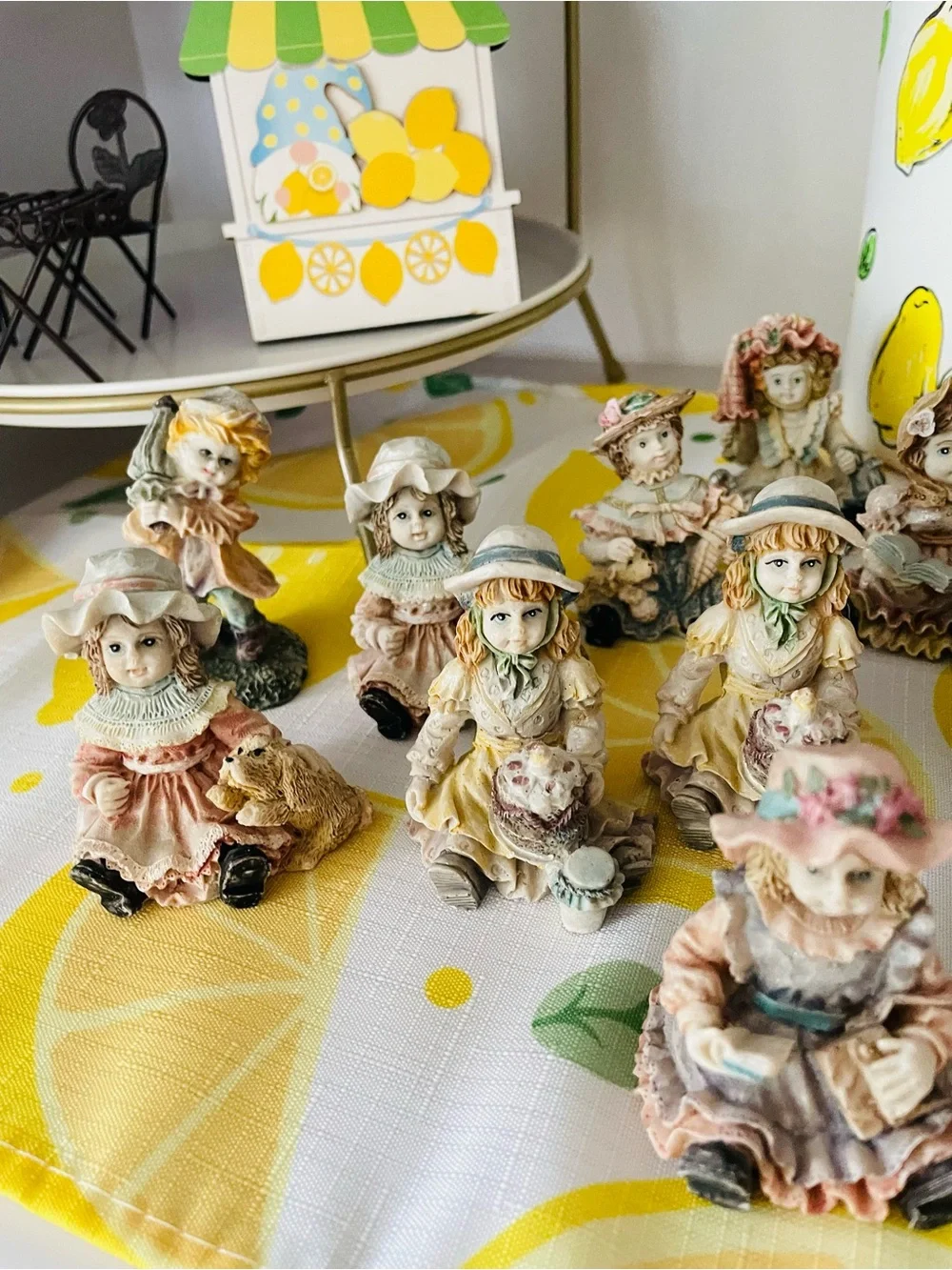 Collection of 14 Porcelain Figurines in Pastel Colors