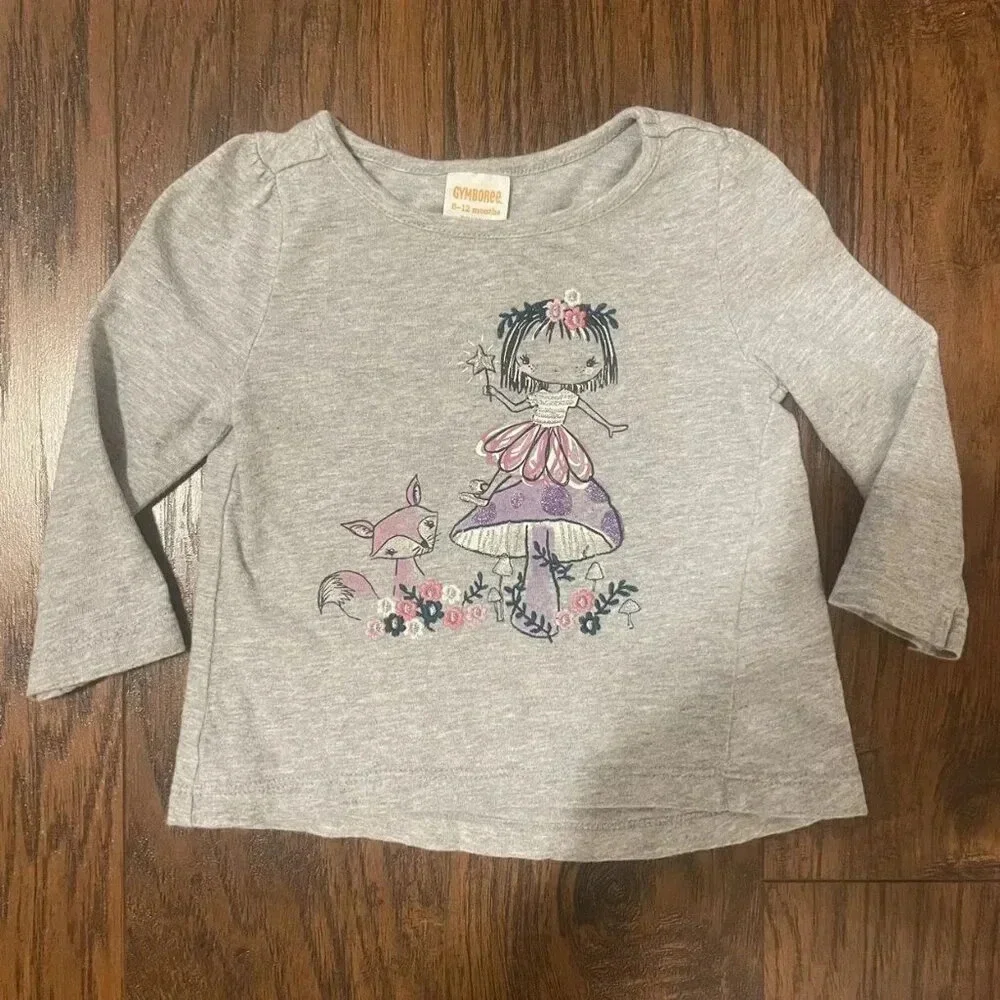 Gymboree 6-12 Months Long Sleeve Mushroom Fairy Tee