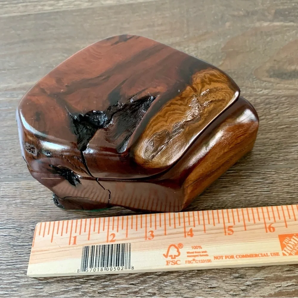 Vintage Wooden Ring Box Red Wood Rustinc Box Handmade