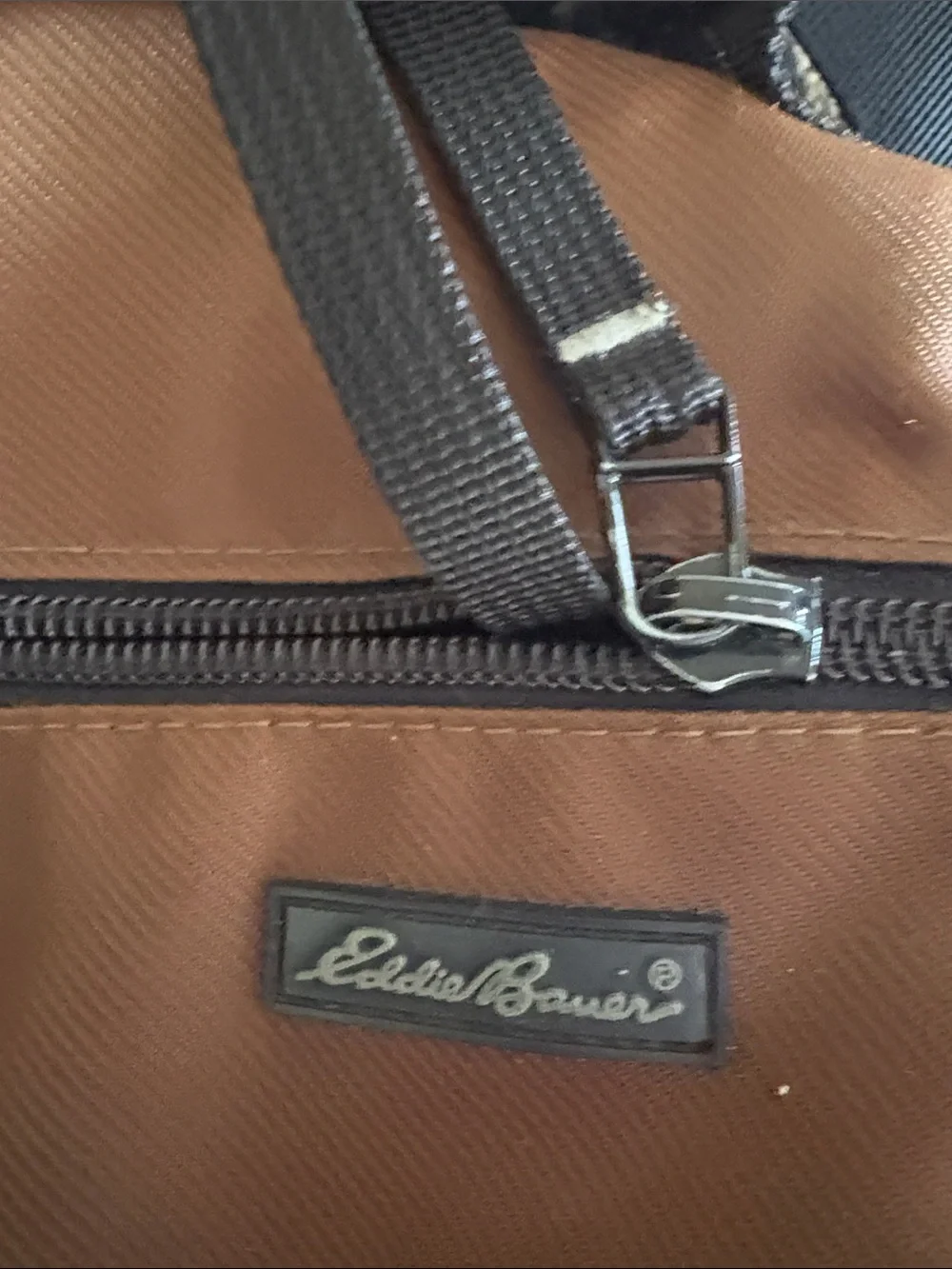 Eddie Bauer Brown Nylon Messenger Bag with Black Trim