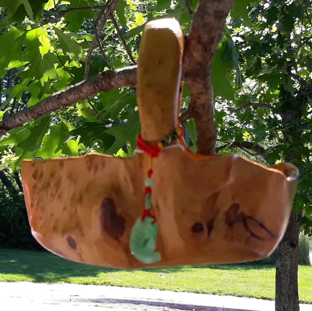 Hand Carved Fir Tree Wood Basket