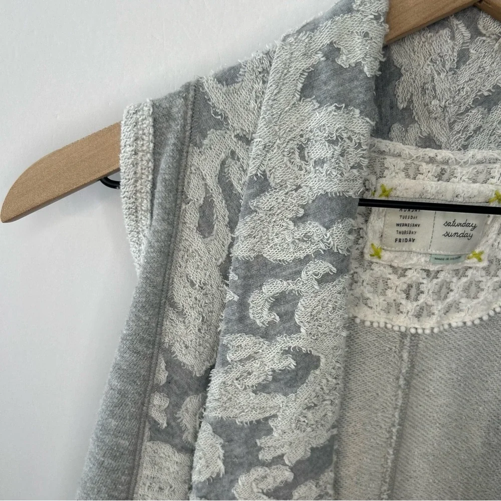 Saturday Sunday from Anthropologie Gray Draped Jacquard Sweater Vest, Medium
