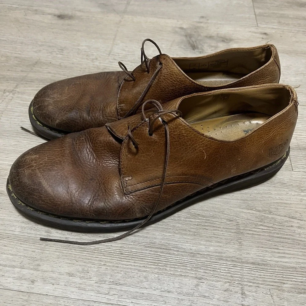 Dr Martens Shoes Mens 14 M Brown Bexley‎ Pebbled Leather 90s Y2K Punk Oi!