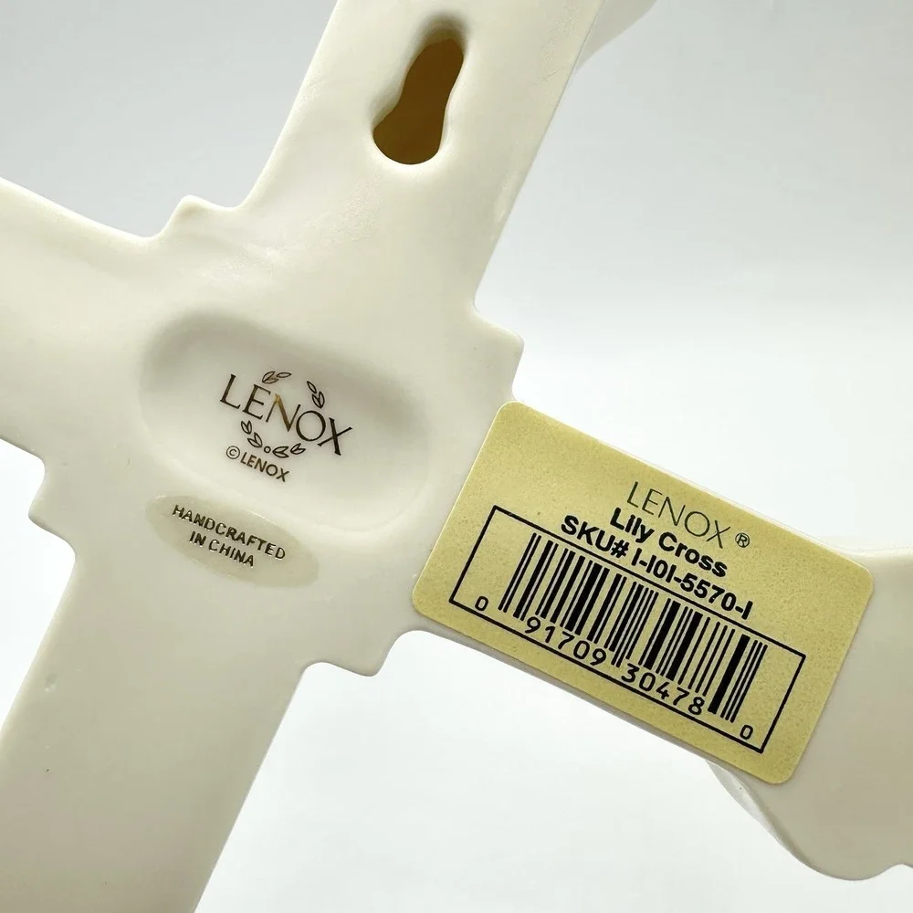 LENOX Lily Cross Wall Hanging Ivory Gold Accents Porcelain