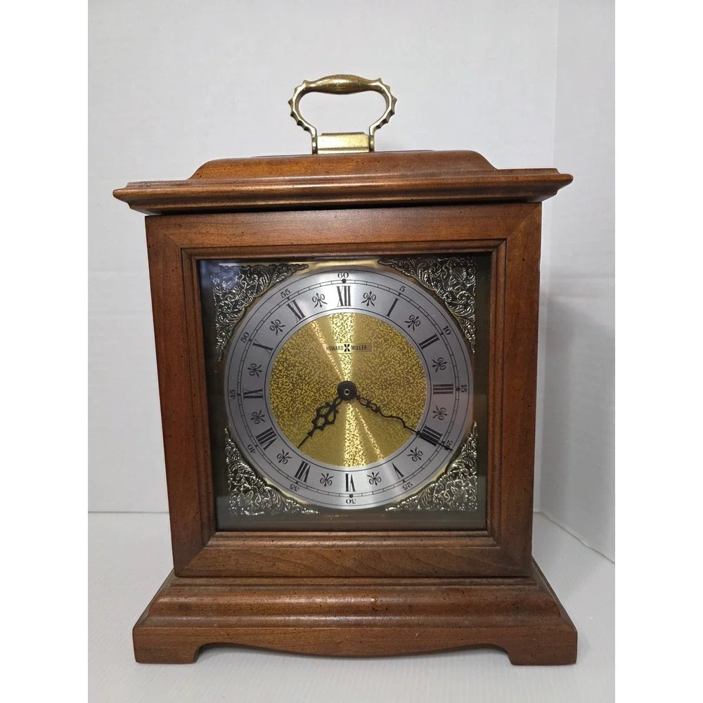 Howard Miller Mantel Clock Quartz Wood Case Roman Dial Needs Repair
