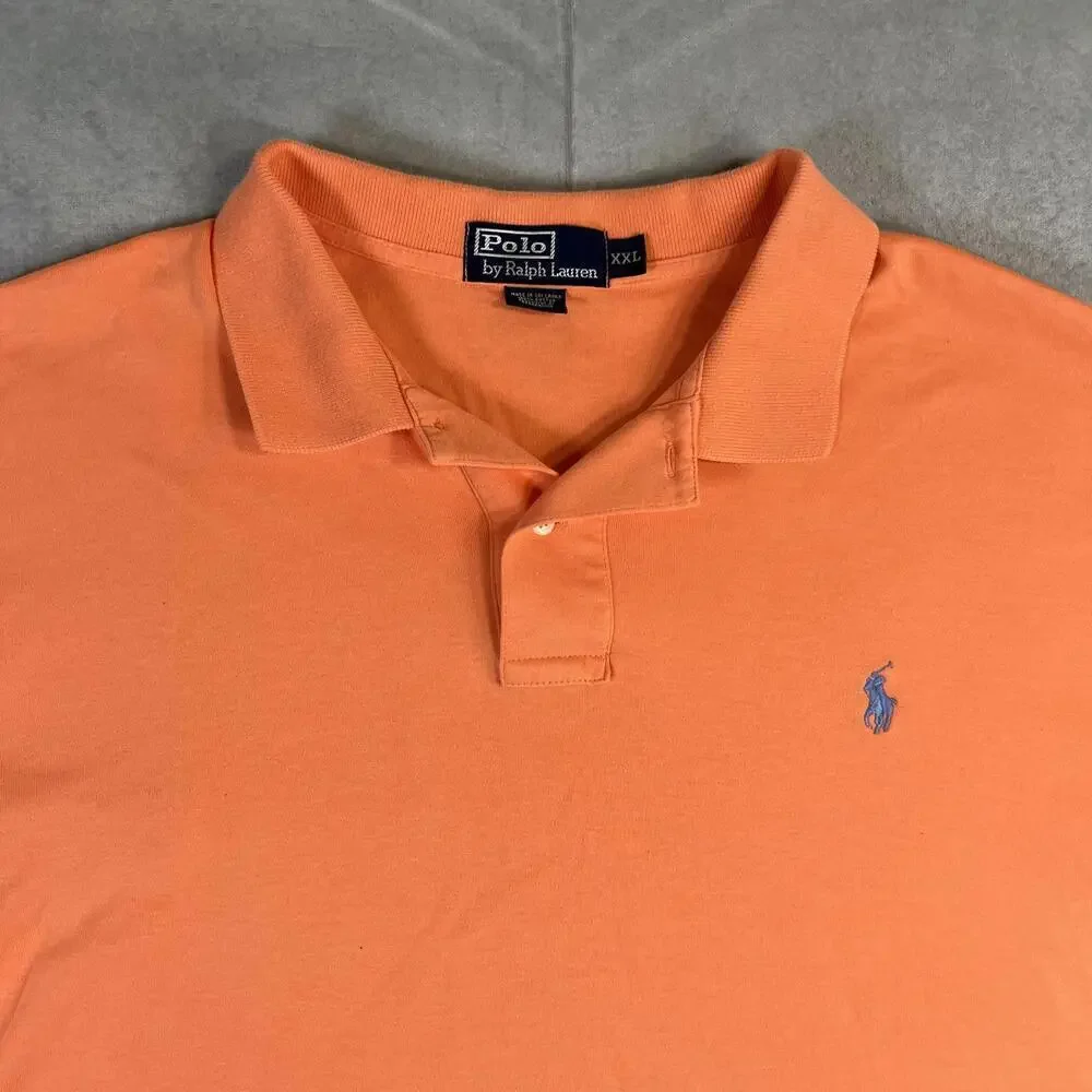 Vintage Polo Ralph Lauren Polo Shirt Mens XXL Coral Classic Fit Blue Pony 90s