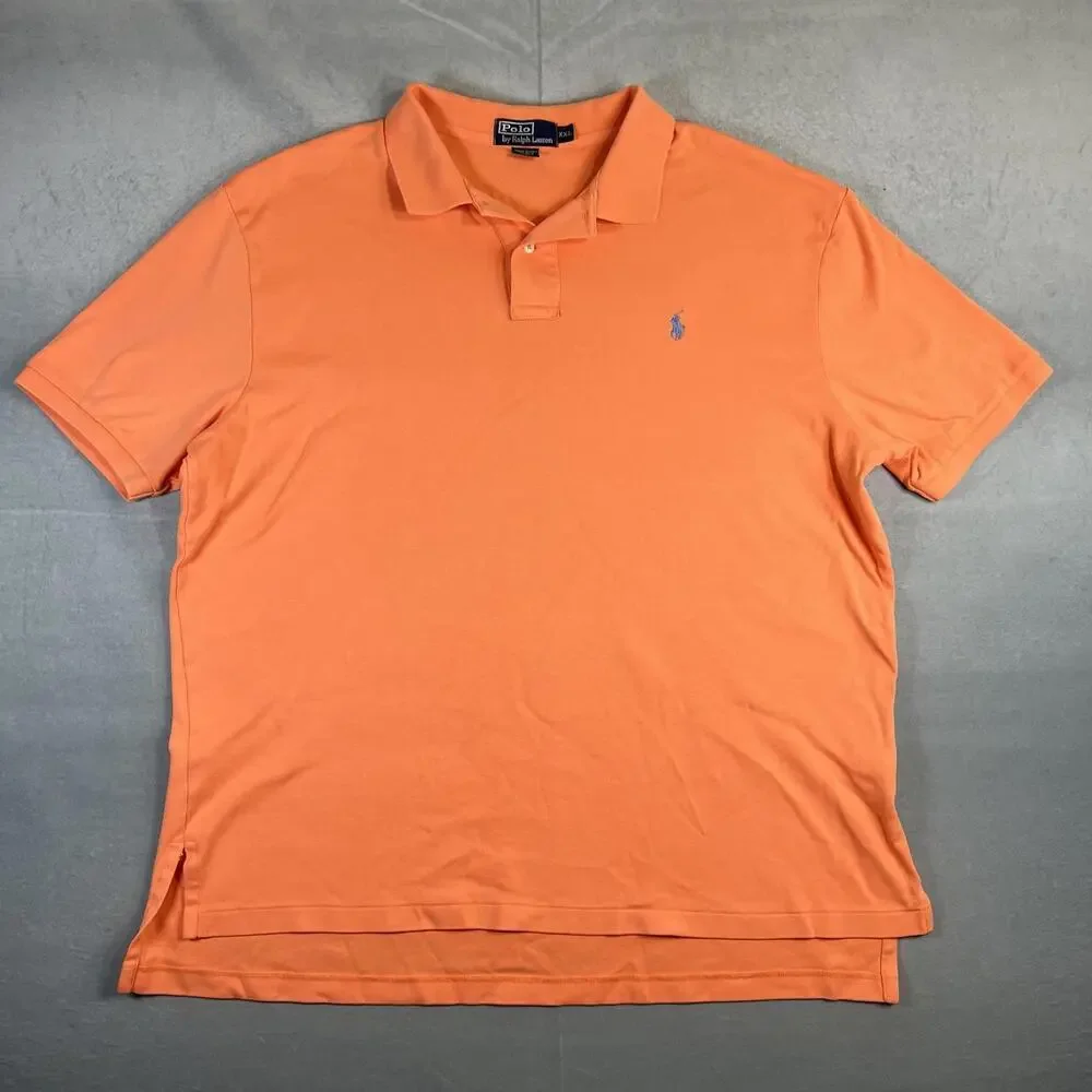 Vintage Polo Ralph Lauren Polo Shirt Mens XXL Coral Classic Fit Blue Pony 90s