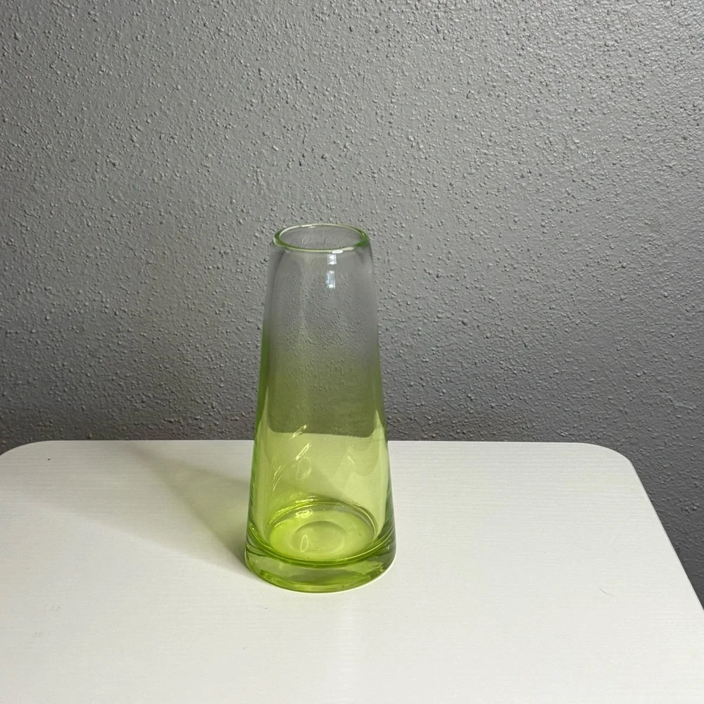 Pottery Barn Clear Glass Green Mini Vase