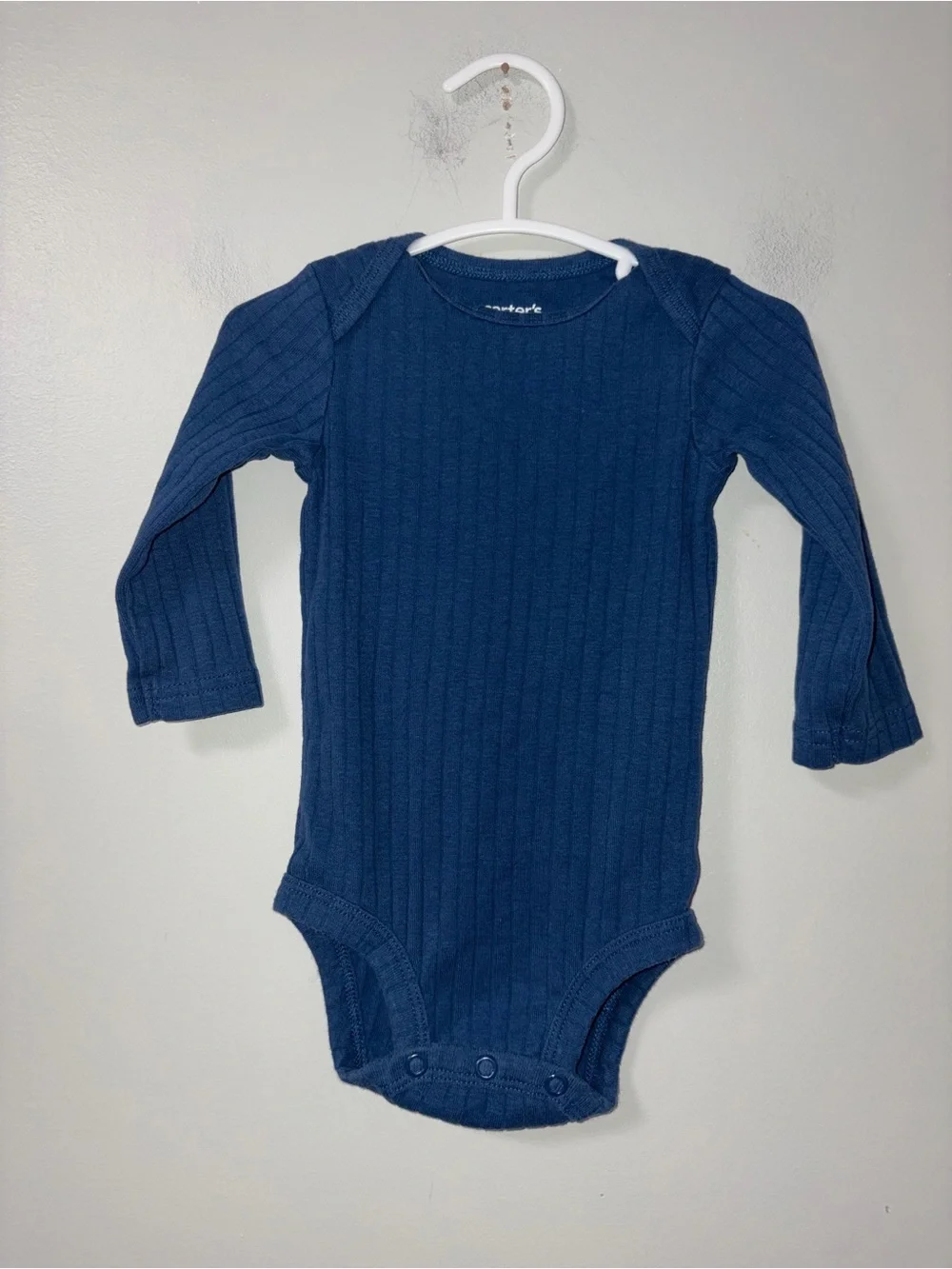 Carters Navy Ribbed Long Sleeved Body Suit Boys 3-6M