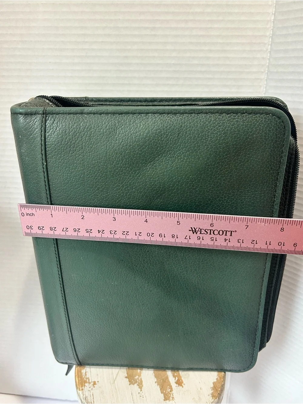Vintage Franklin Covey Forest Green Leather Zip Around 7 Ring Personal Organizer