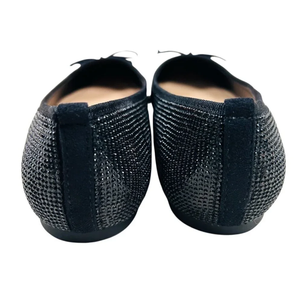 I.N.C. Persie Bow Flat Rhinestone Pointed Toe 8.5 Sparkle Party Black