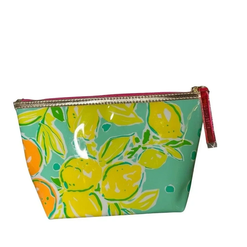 NEW Lilly Pulitzer Estee Lauder Plastic Cosmetic Makeup Purse Clutch Bag GREEN