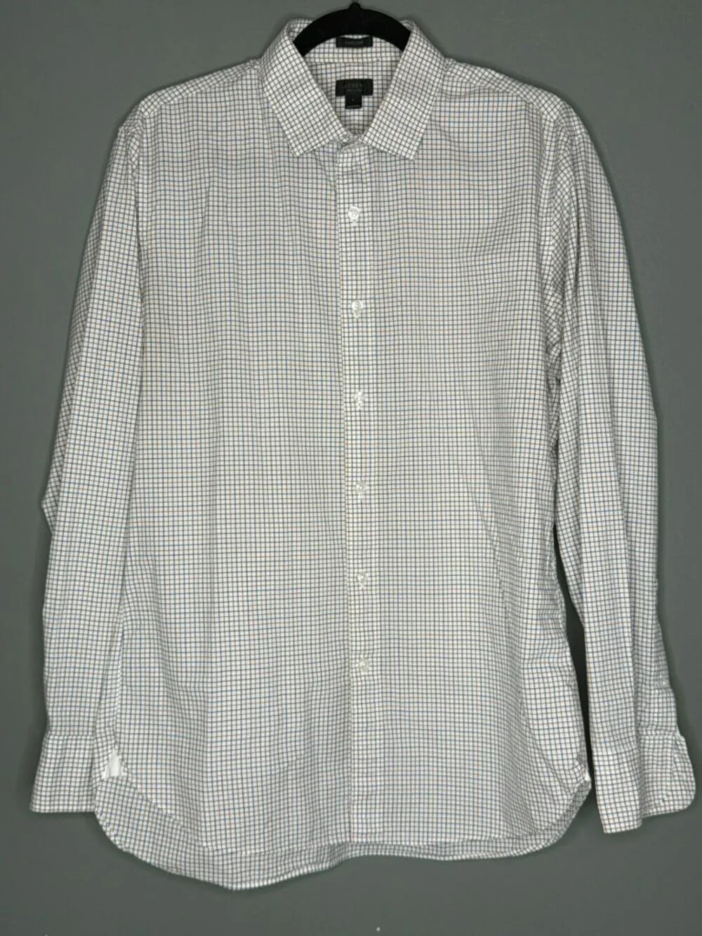 J. Crew Button Up Cotton 120s 2 Ply Dress Shirt Checkered Large