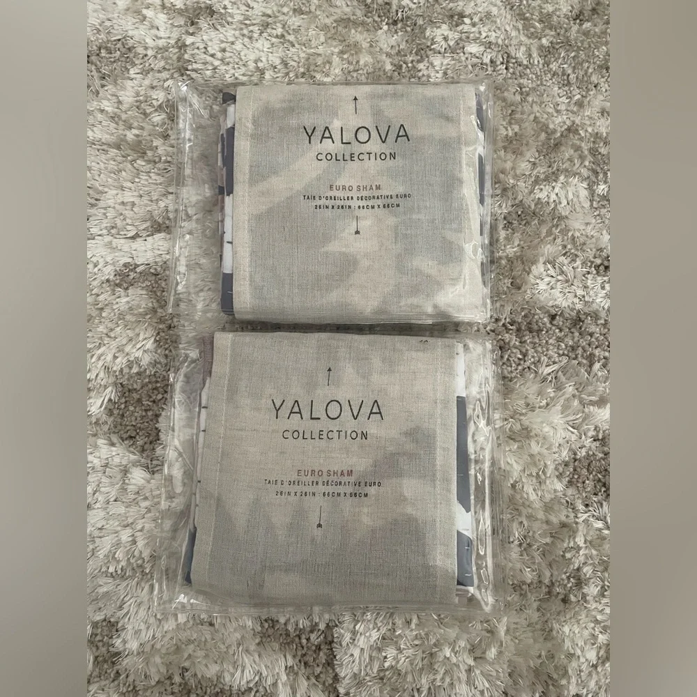 NEW Anthropologie Yalova Collection Euro Sham Pillow Case Set of 2