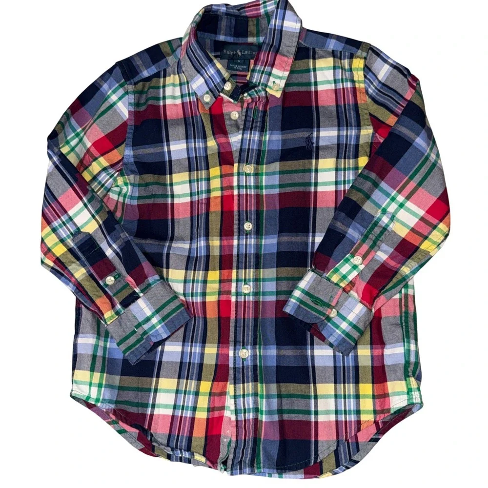 Ralph Lauren Kids Plaid Button‎ Down Shirt Long Sleeve Multi Color Size Small