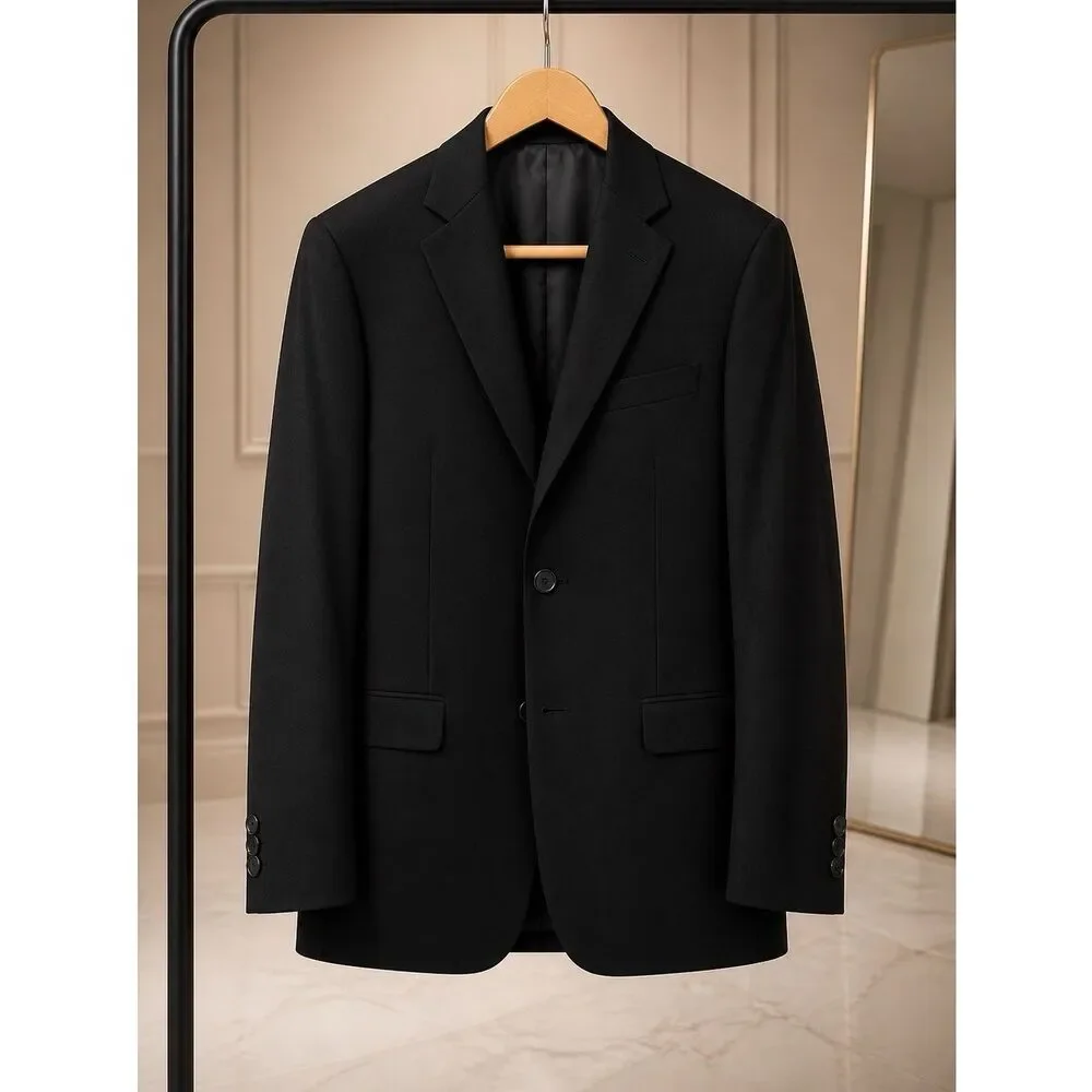 100% BLACK WOOL 2 BUTTON BLAZER by M&S Size 44L