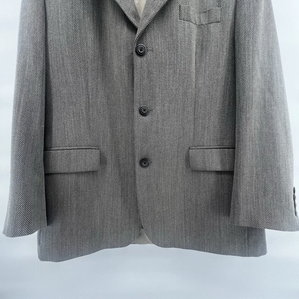 Vintage Lauren Ralph Lauren Men's Blazer 44R Pure New‎ Wool Gray Herringbone