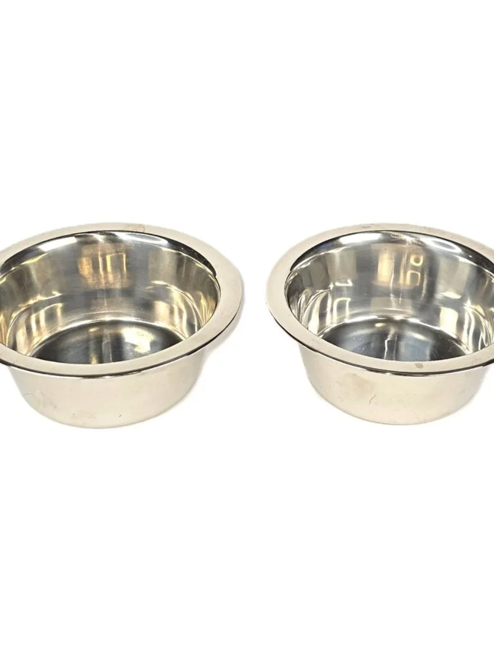 Elevated Double Cat Dog Bowls Wooden 15° Tilted Raised Stand Stainless Steel