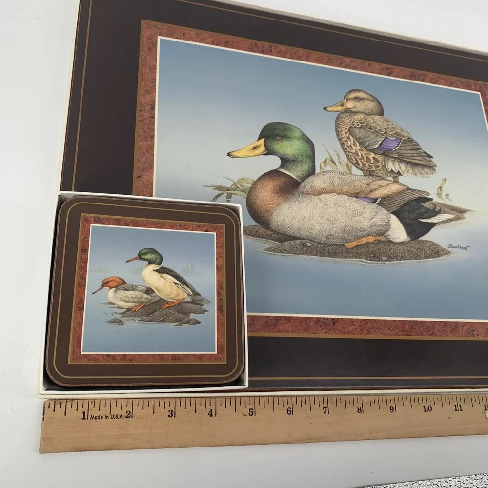 Pimpernel Duck Waterfowl Placemats & Coasters Set Cork Backed Vintage England
