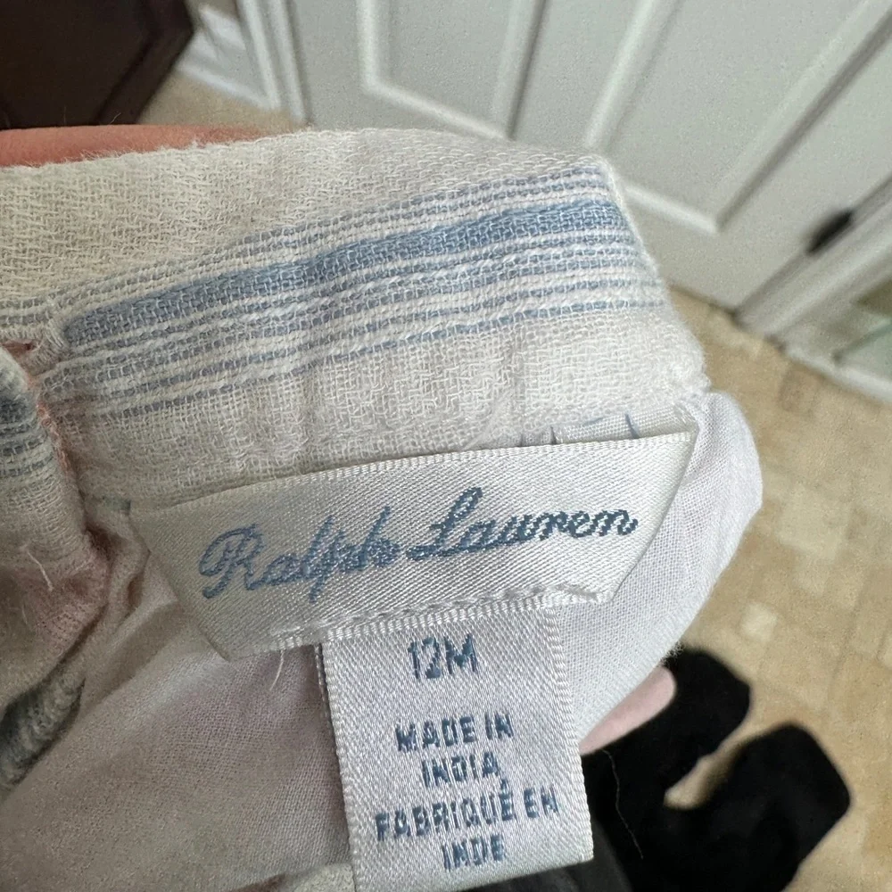 Ralph Lauren 12M White Multicolored Stripe Tank Top Jumpsuit