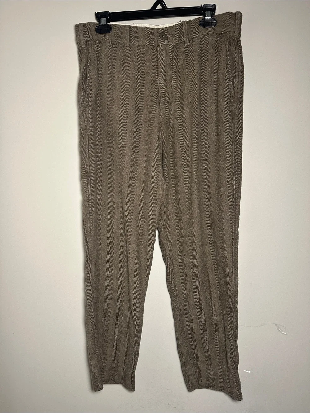 Abercrombie & fitch Men's Brown Herringbone linen blend trousers 32x28