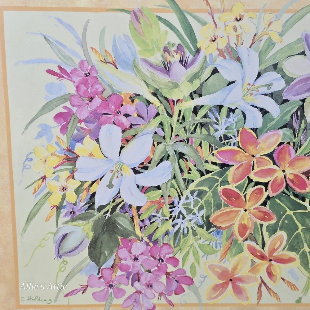 4 Placemats Cork Back Hot Pad Pimpernel Bermuda Wildflower Floral Cottage Granny
