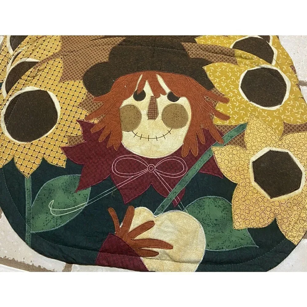 Fall Sunflower  And Scarecrow‎ Placemats Set of 6 Cotton 13” By 19”
