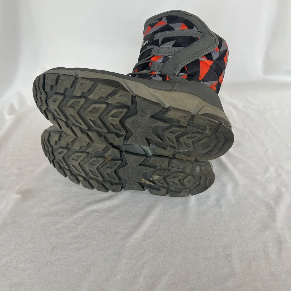 Hobibear Winter Snow Boots Grey Orange Geometric Faux Fur Lined AW3771 Kids 7 39