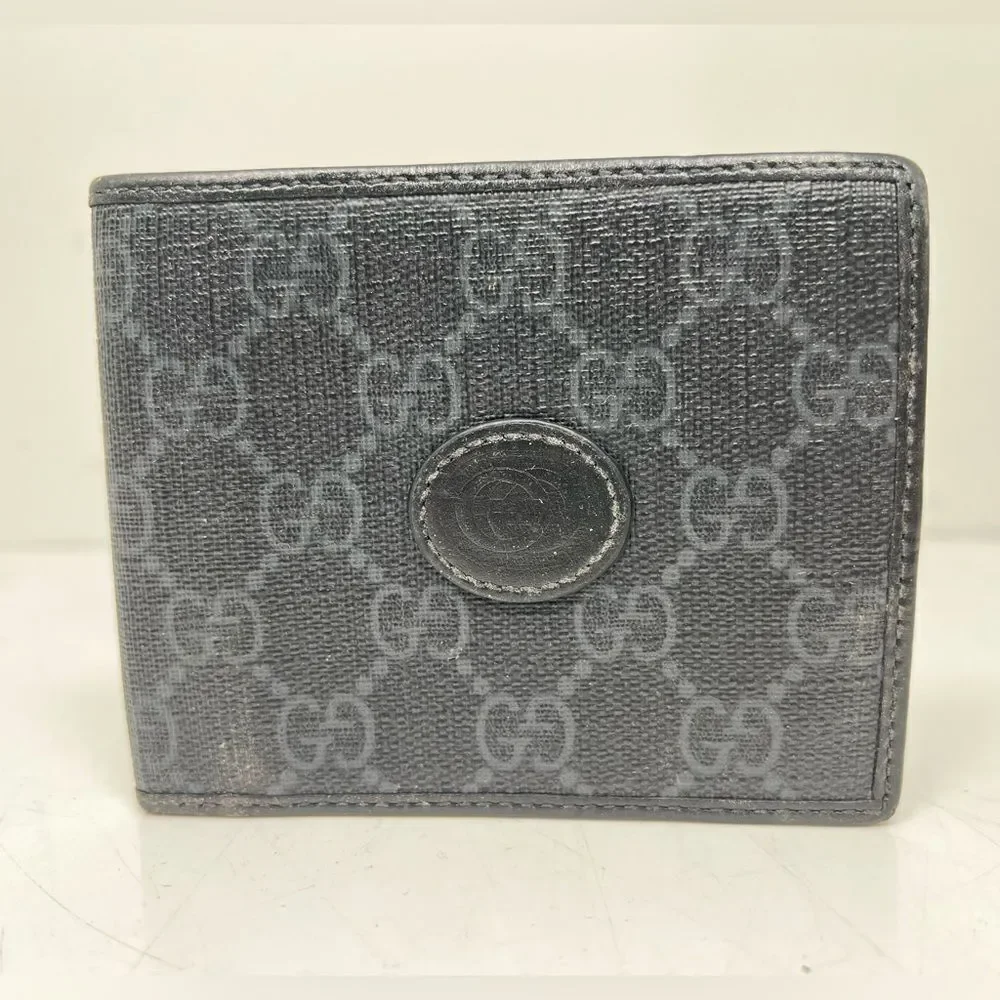 Gucci Men's Leather Grey GG Print Bifold Wallet