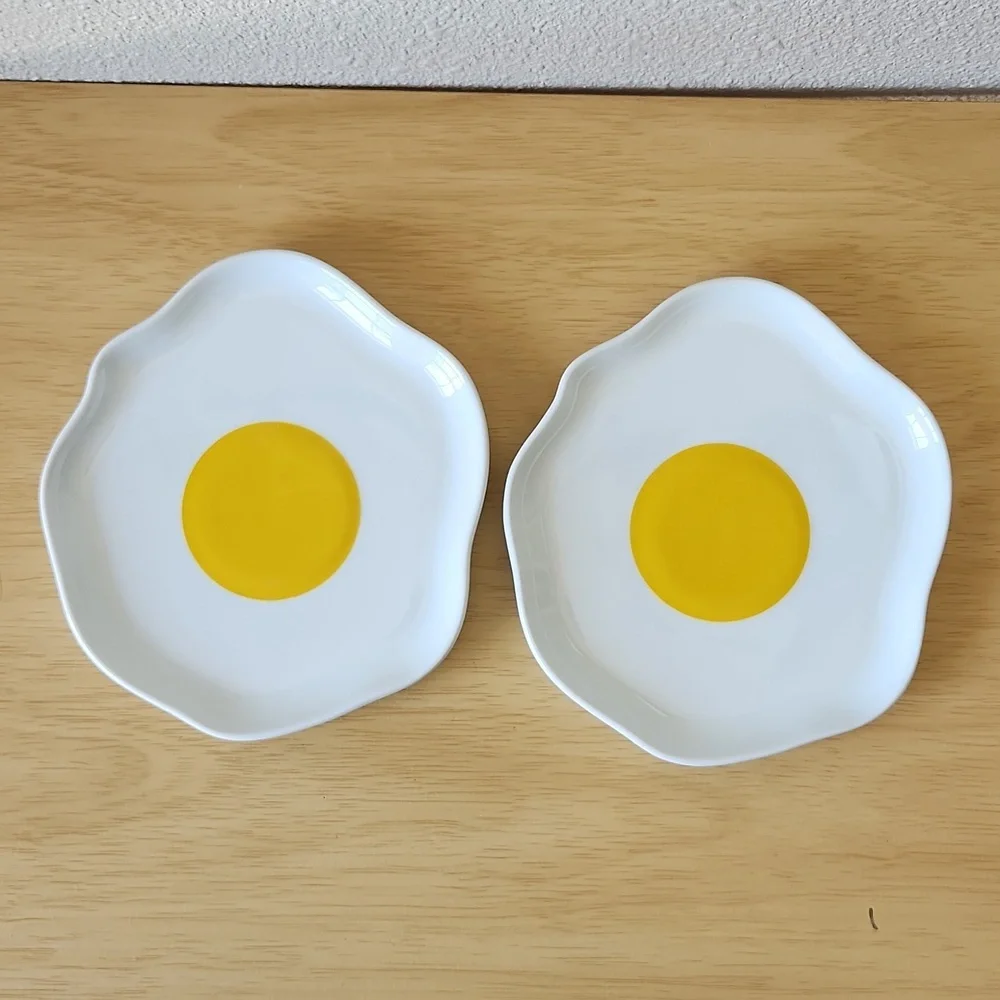 Crate & Barrel Egg Plates Set of Two