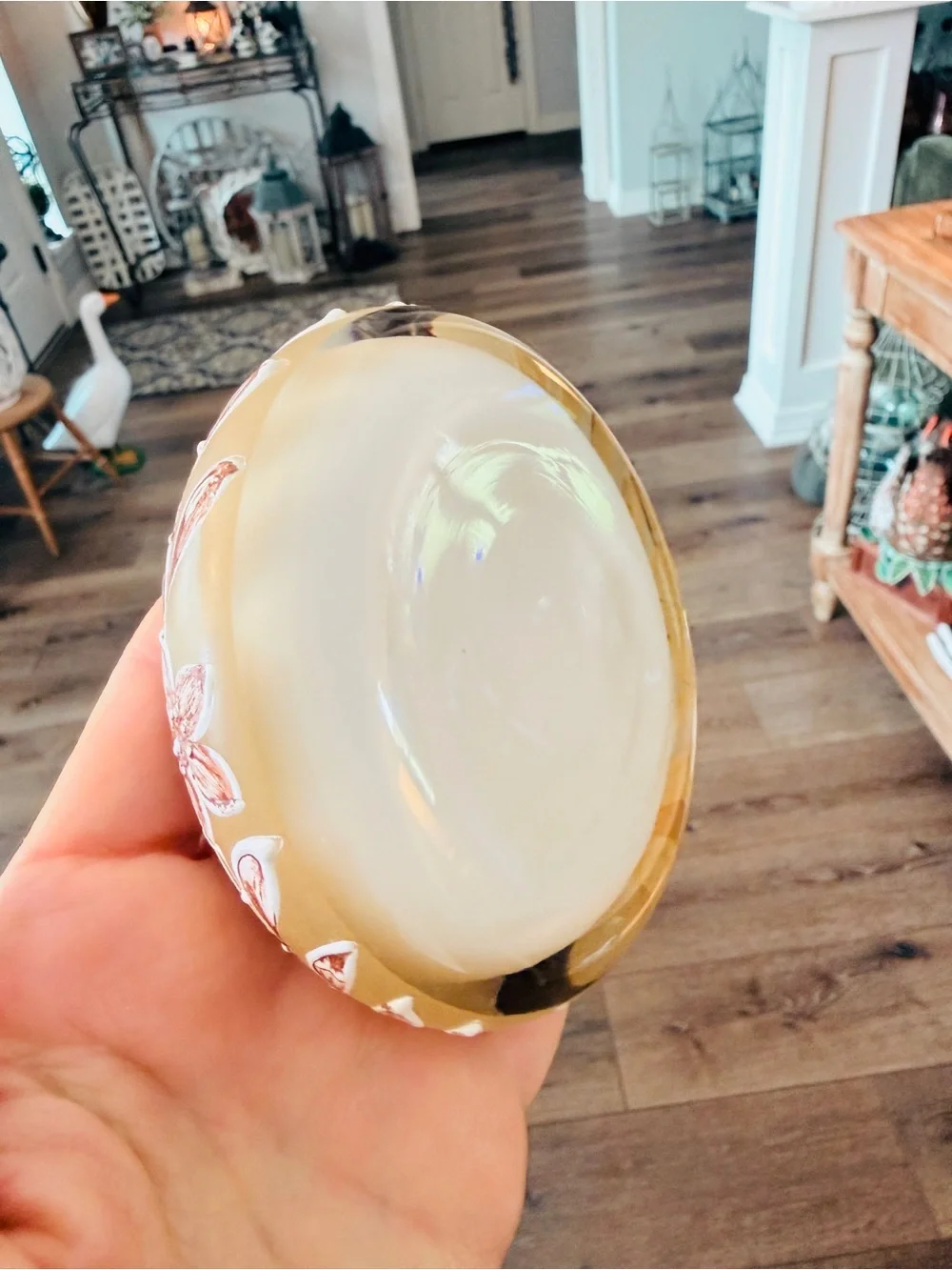 Mid-century Bohemian Czech Encased Glass Ashtray with Neutral Colors