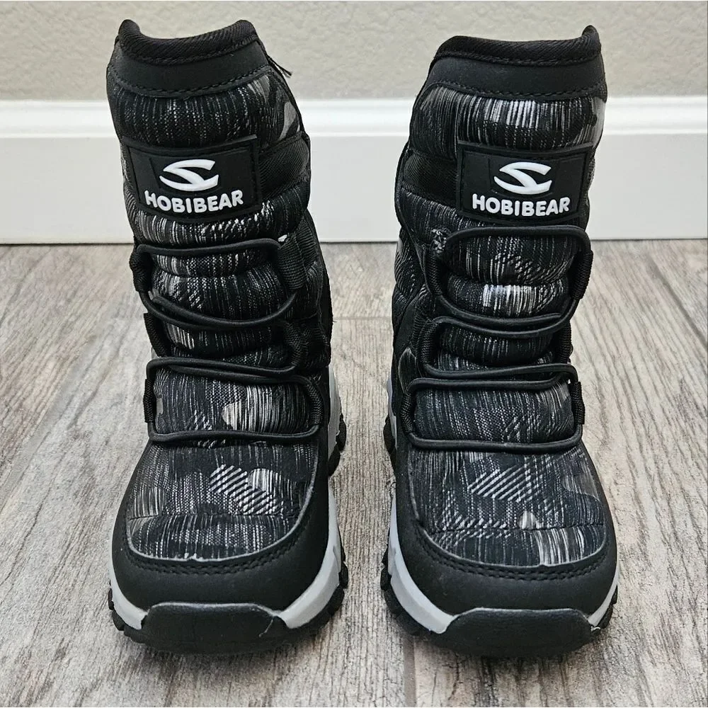 Hobibear Black and Gray Faux Fur Lined Snow Boots Size 8.5 Toddler