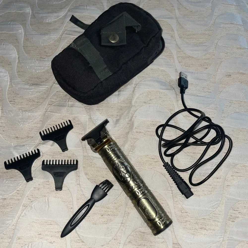 Solati Professional Cordless T-Blade Hair Trimmer Ornate Bronze Metal LED Disp‎