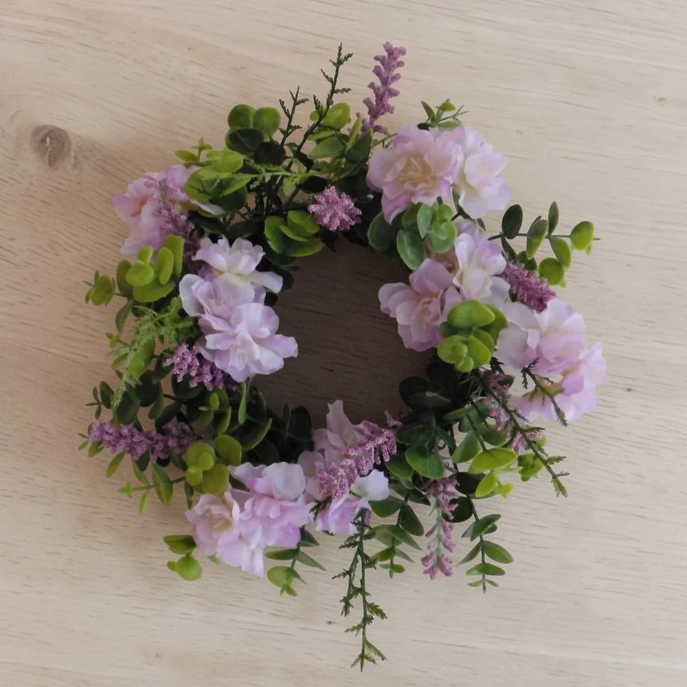 Lavender‎ Mini Wreath Eucalyptus Berries Blossoms Candle Ring