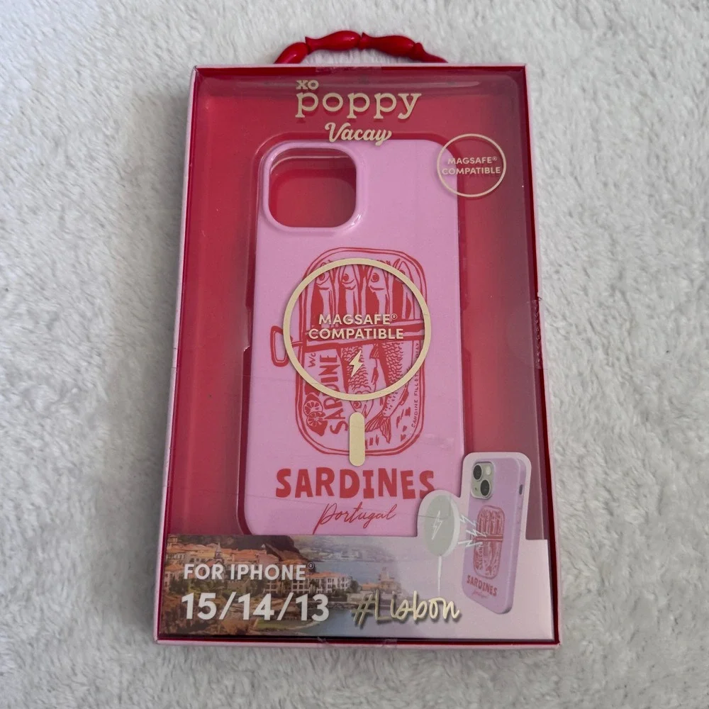 XO Poppy Lisbon Sardines MagSafe for iPhone 15 14 13 Case Pink NIP