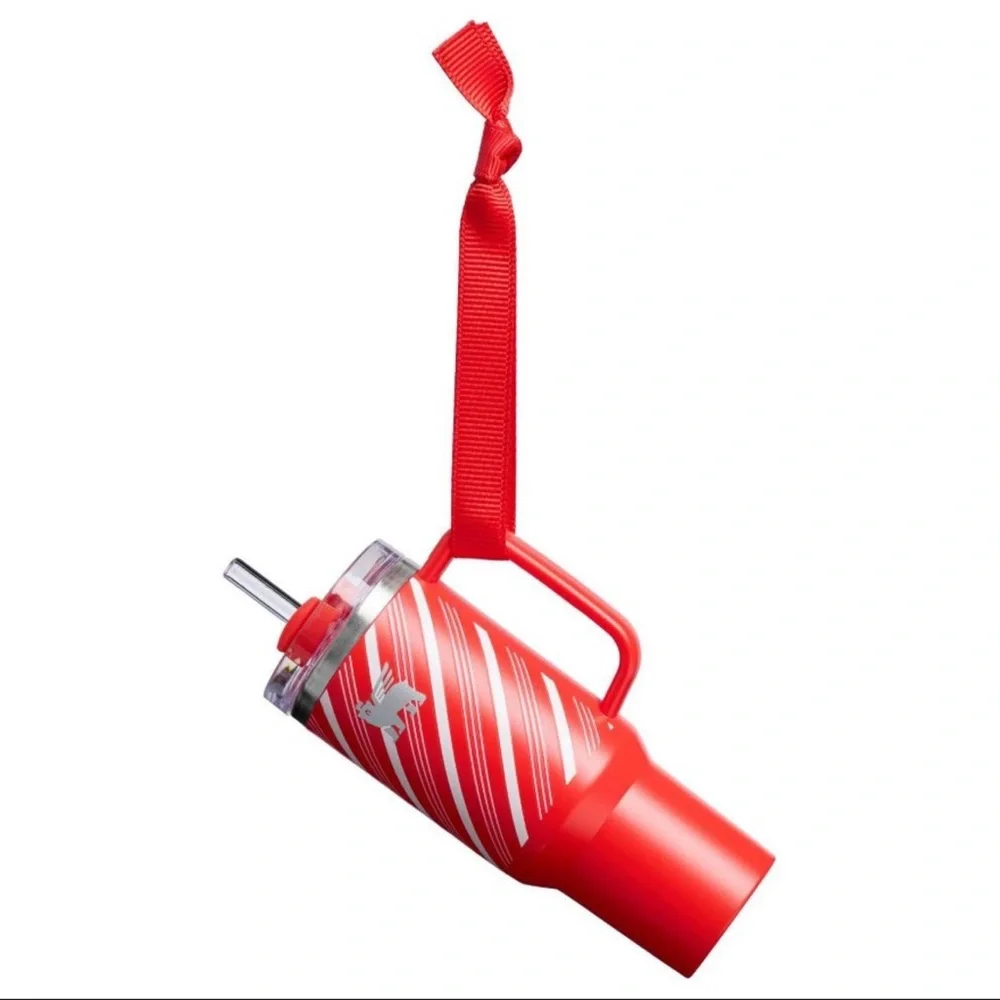 Stanley The Quencher H2O Tumbler Ornament Keychain Candy Cane Twist 2025 Striped