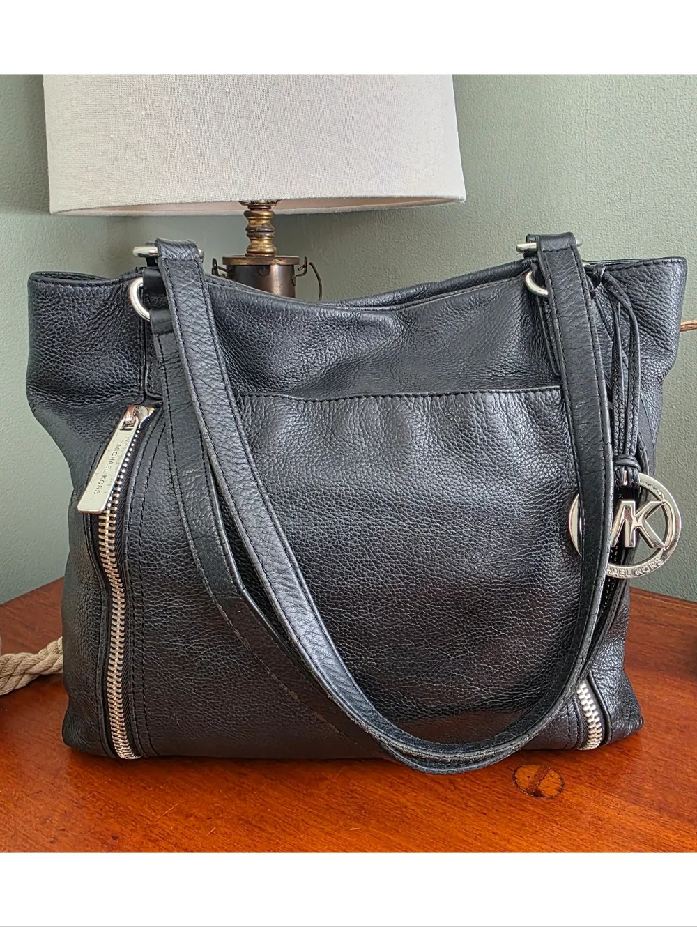 Michael Kors Black Pebbled Leather Tote Shoulder Bag Work Laptop Carryall