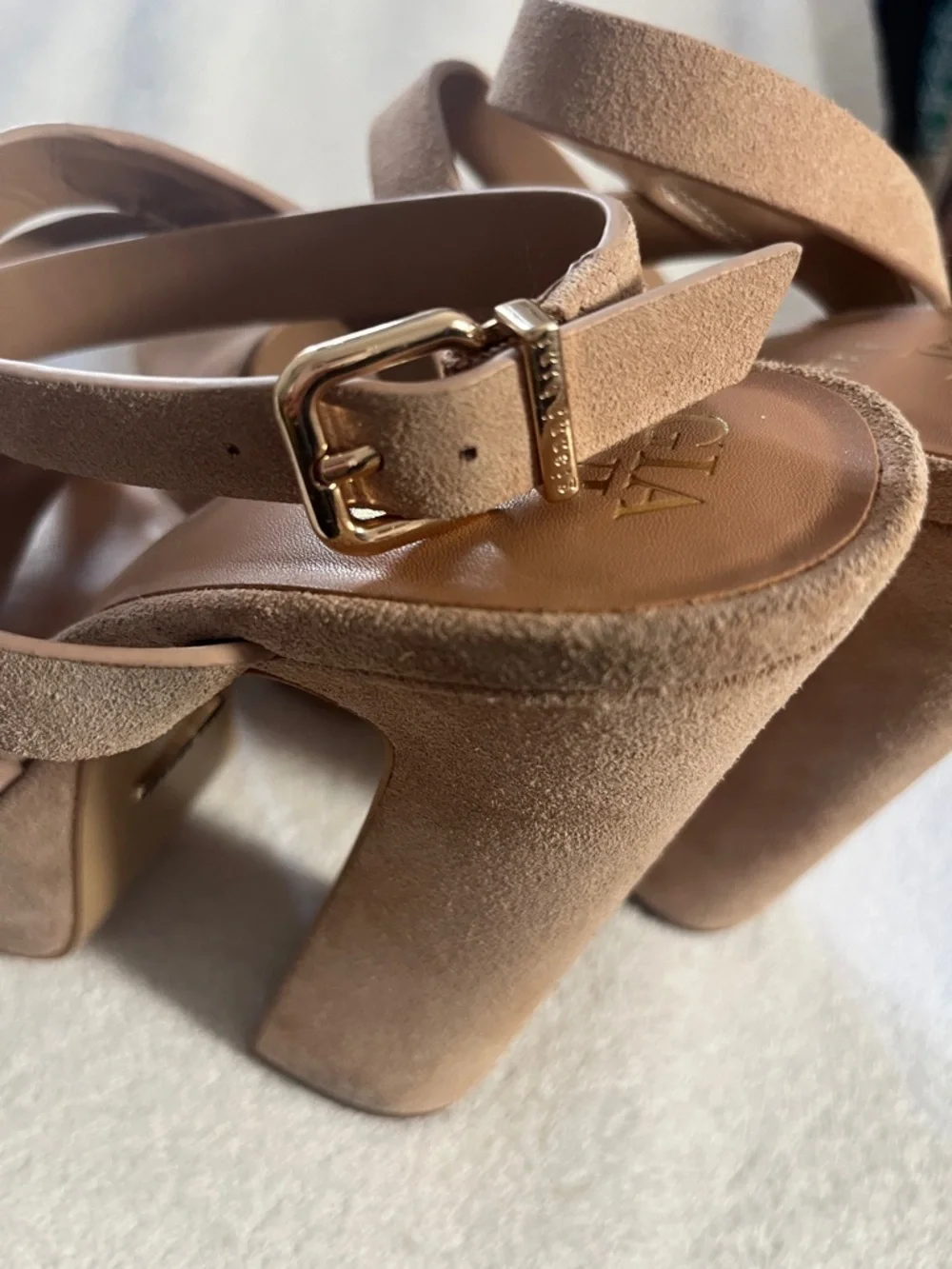 Gianni Bini Beige Suede Strappy Platform Sandal