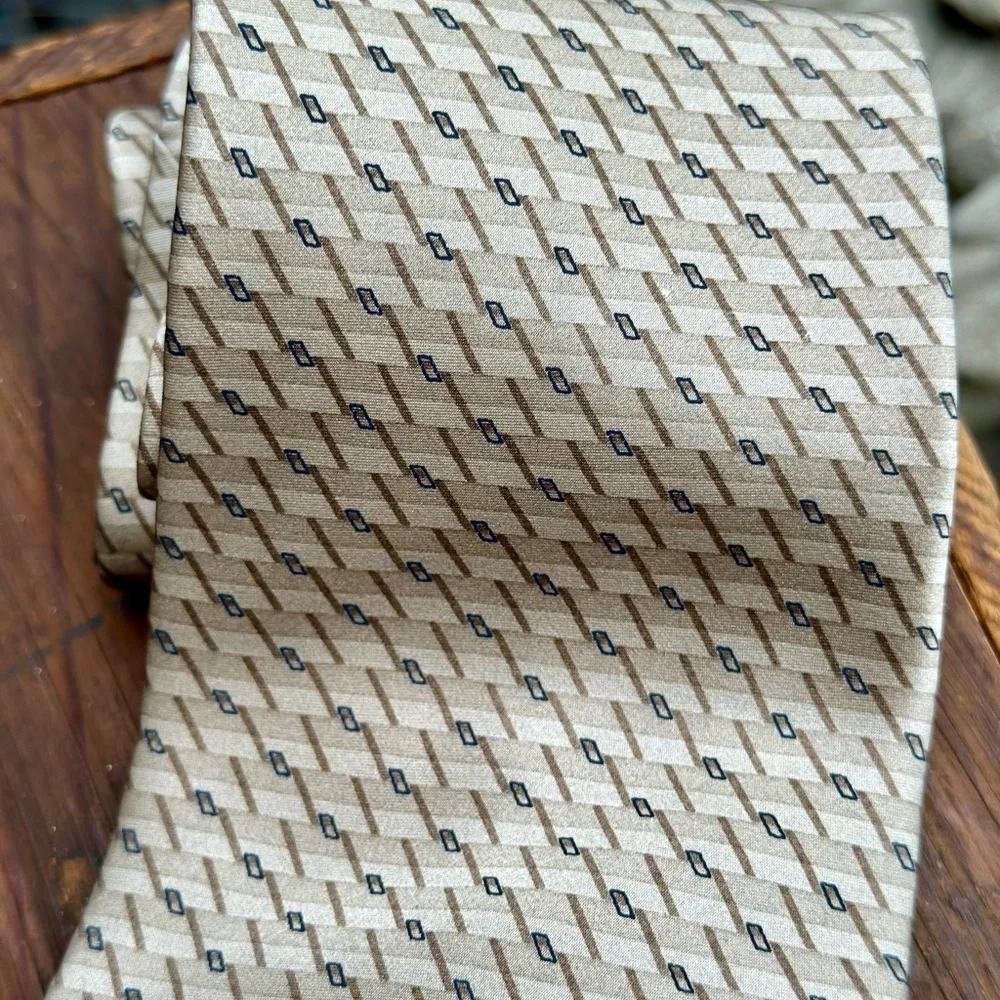 Palentina Beige Patterned Men's Silk Tie