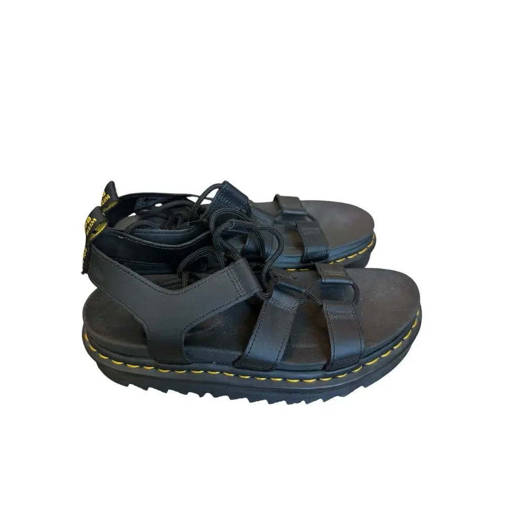 Dr. Martens Nartilla Gladiator Sandals Black Platform Lace-Up Women’s US 8 EU 39