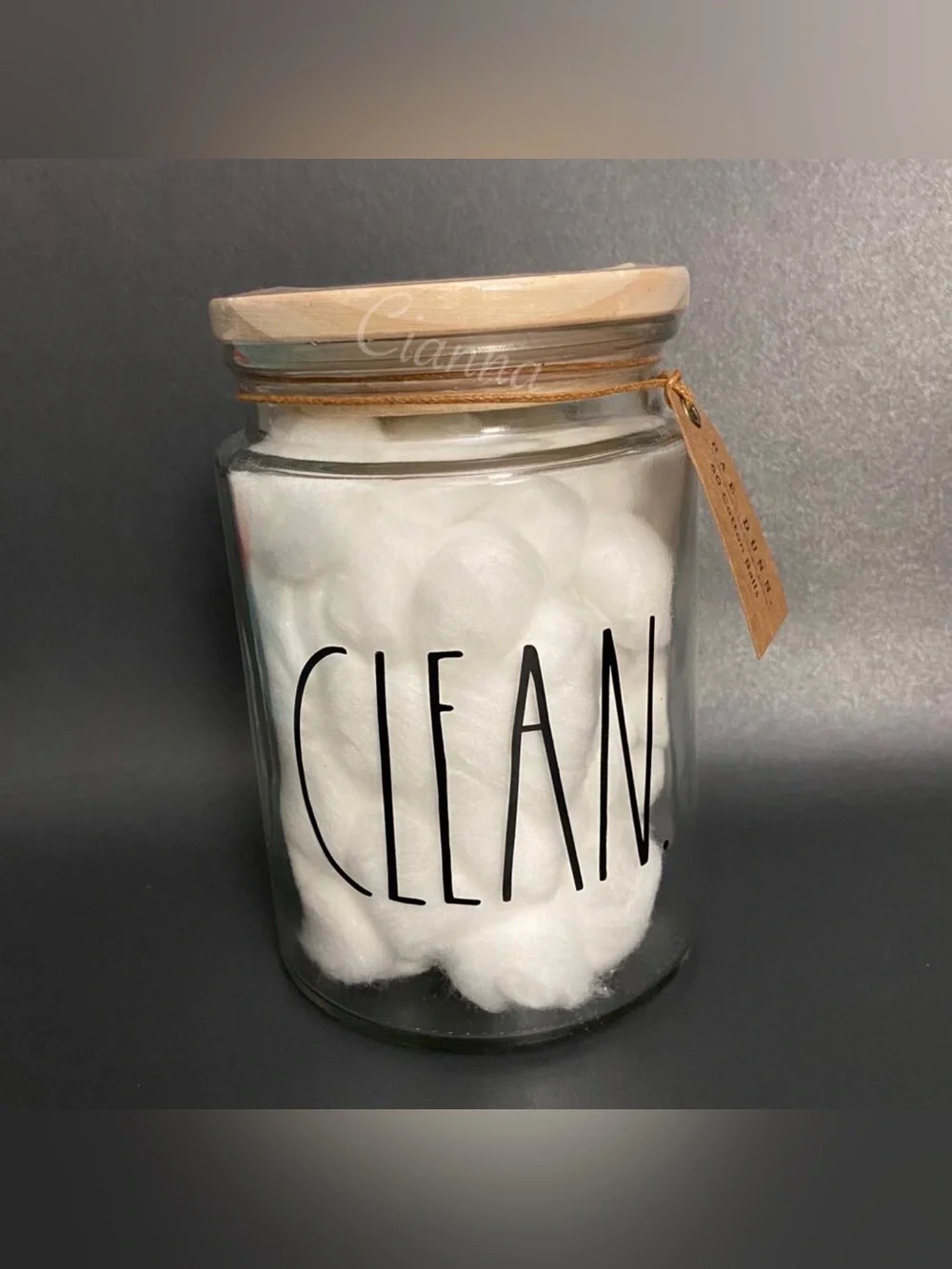 Rae Dunn Cotton Balls Glass Jar