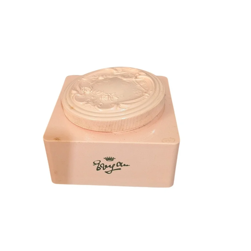 Vintage Evyan Pink Powder Box Embossed Lid Vanity‎ Collectible