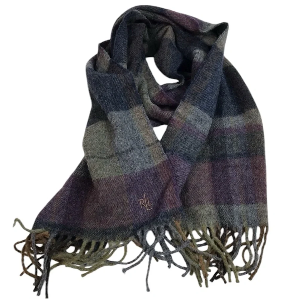 Lauren Ralph Lauren 100% Lambswool Fringe Scarf‎ 50” x 10.75”