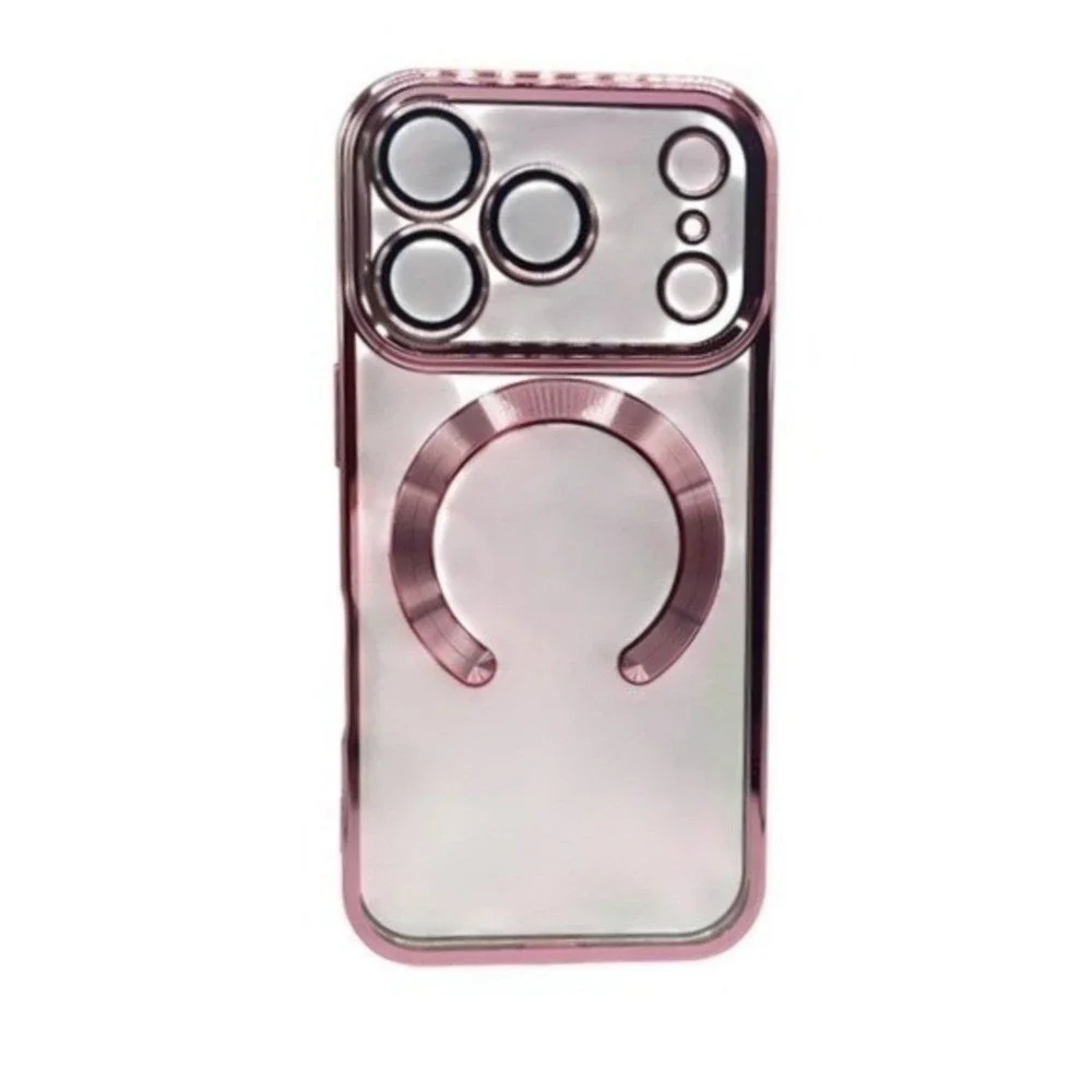 iPhone 17 Pro Max Clear Protective Case‎ Pink Metallic Trim NEW