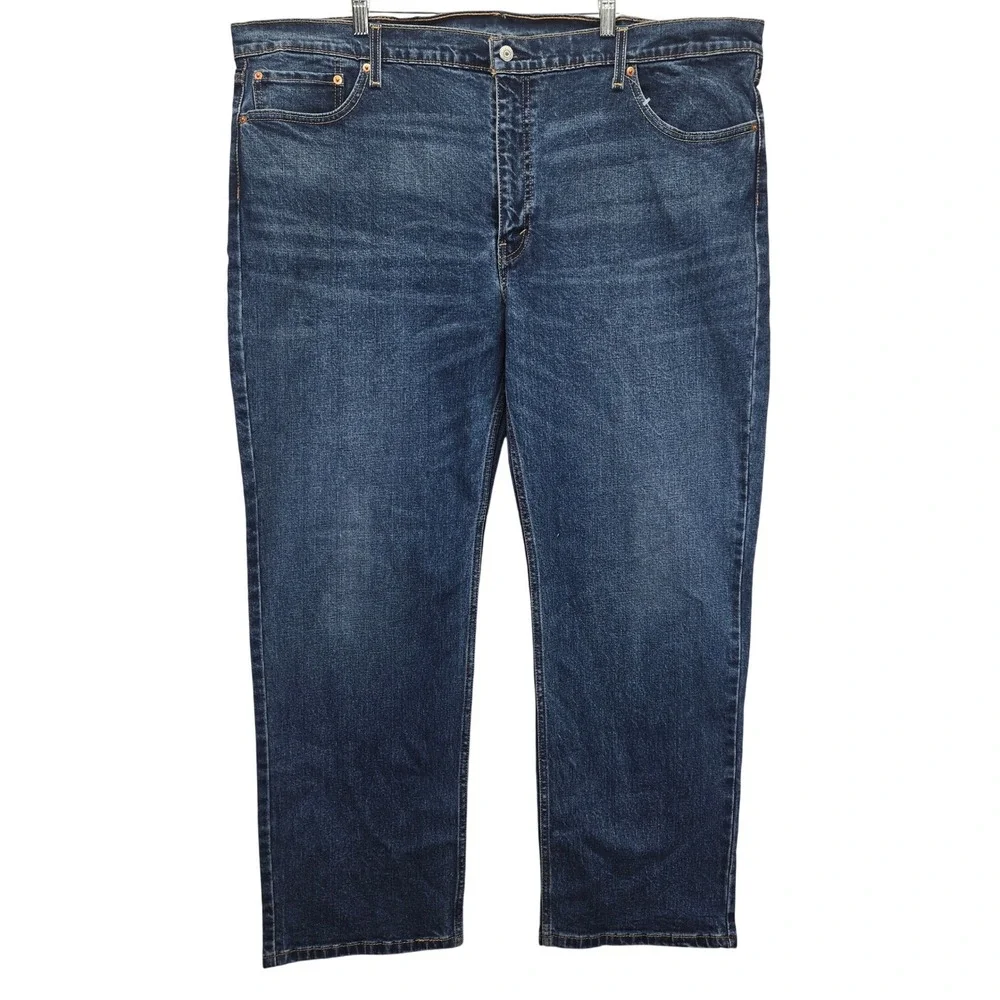 Levis 514 Straight‎ Fit Mens Jeans Dark Wash Blue Stretch 48x32 Western Preppy