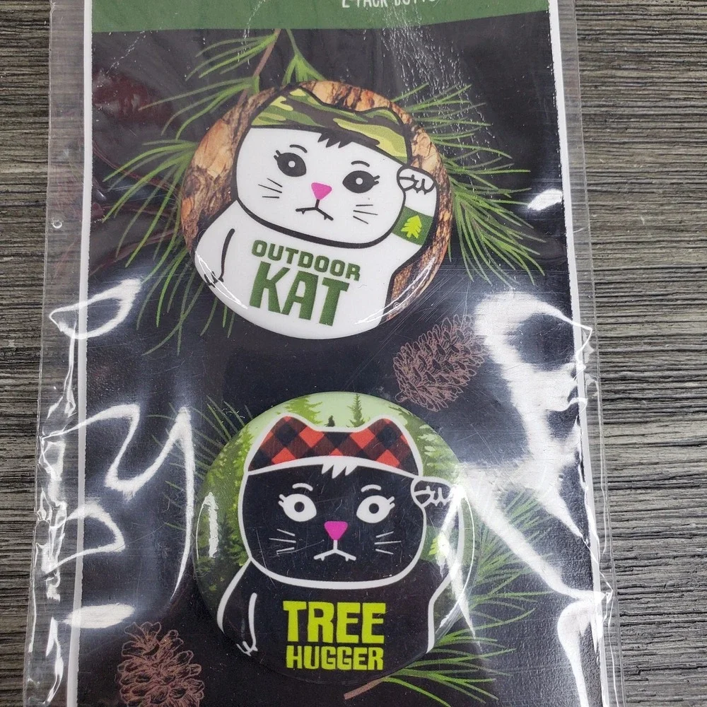 Resista Kat 2 Piece Cat‎ Themed Nature Backpack Buttons TREE HUGGER, Outdoor Kat