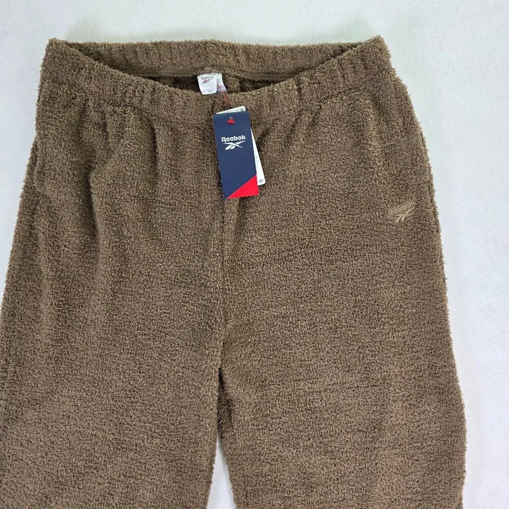 Reebok XL‎ Brown Plush Fleece Lounge Pants Elastic Waist NWT